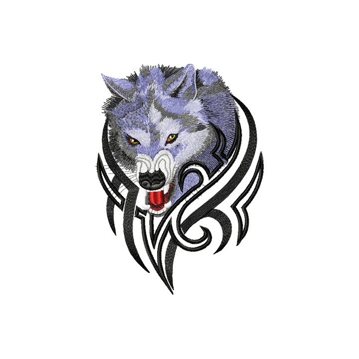 Tribal Wolf embroidery design - Embroidery Design