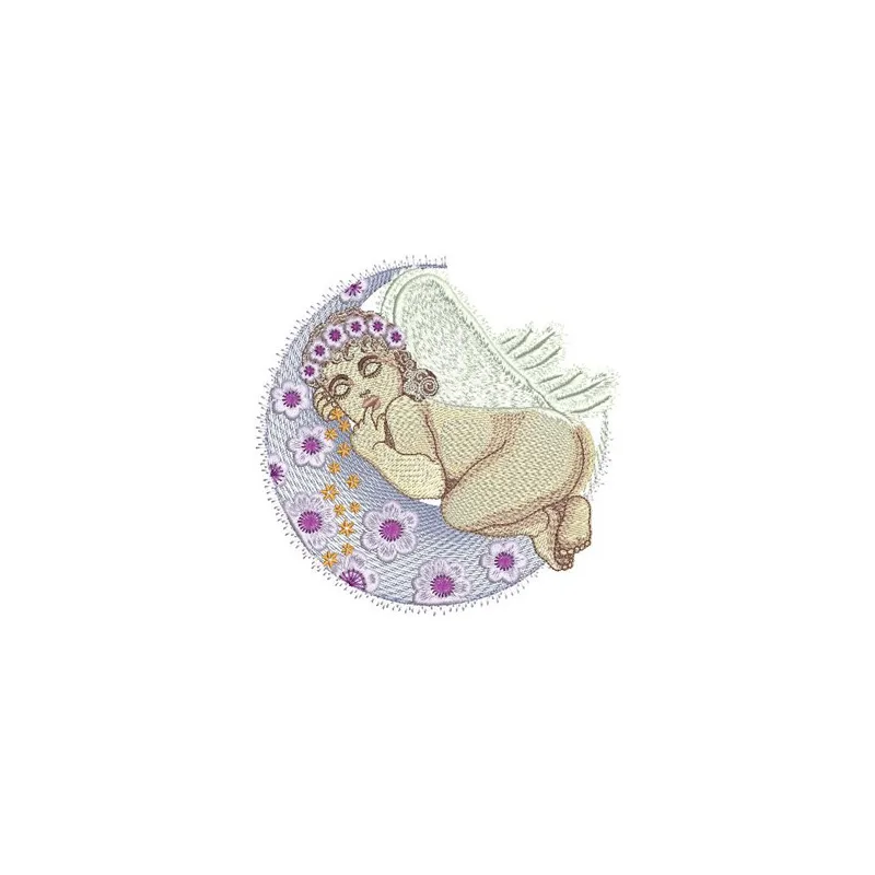 Preview of Sleeping Angel embroidery design featuring a serene angelic figure, perfect for various fabric projects.