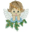 Thoughtful Christmas Angel embroidery design showcasing a serene angel motif for holiday crafting.