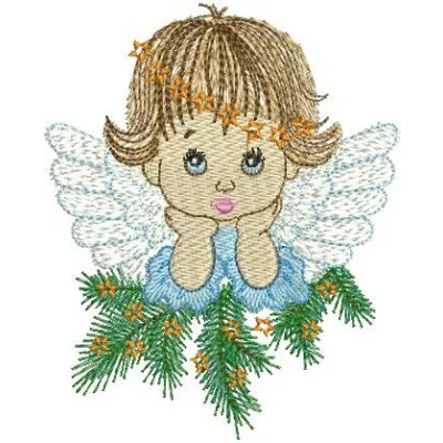 Thoughtful Christmas Angel embroidery design showcasing a serene angel motif for holiday crafting.