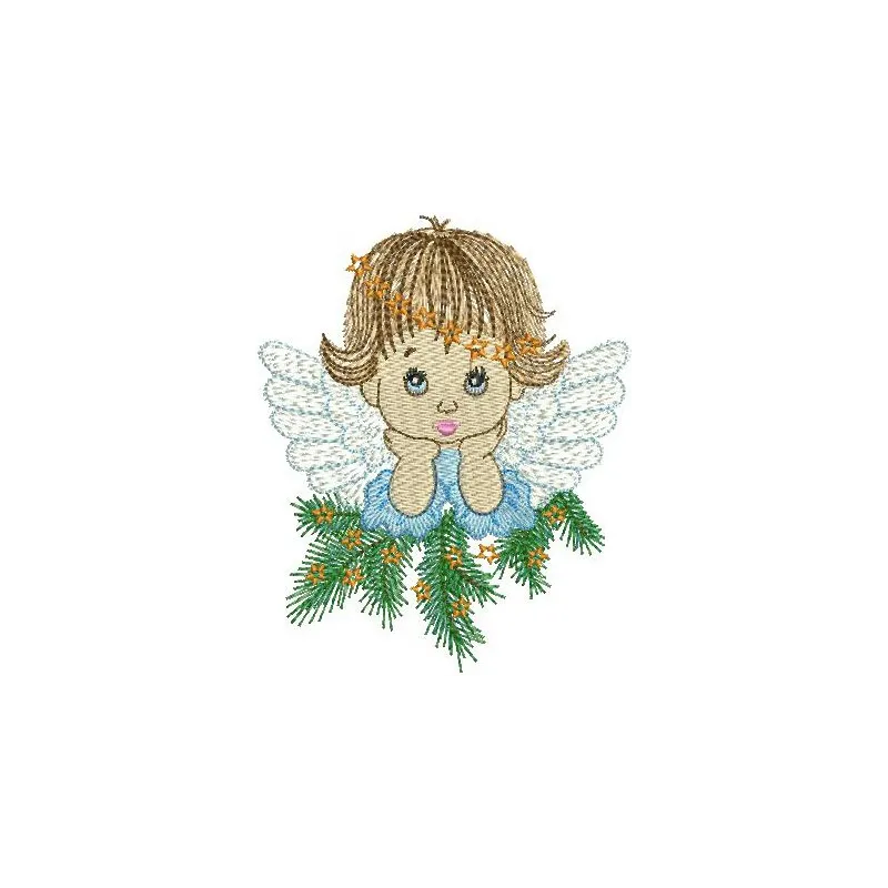 Thoughtful Christmas Angel embroidery design showcasing a serene angel motif for holiday crafting.