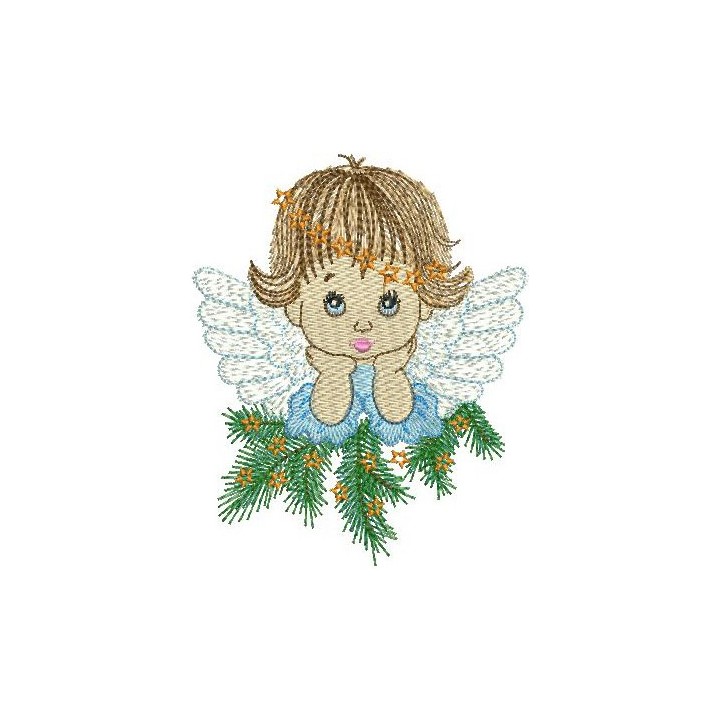 Thoughtful Christmas Angel embroidery design - Embroidery Design