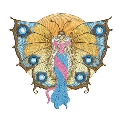 Preview of Butterfly Angel embroidery design from the Fantastic World collection, showcasing delicate stitched motifs.