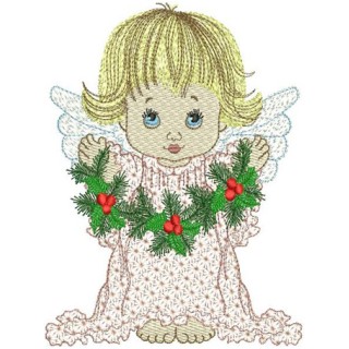 Angel with Christmas decorations embroidery design - Embroidery Design