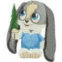 Preview of Christmas Bunny embroidery design featuring a cute bunny with festive elements, perfect for holiday projects.