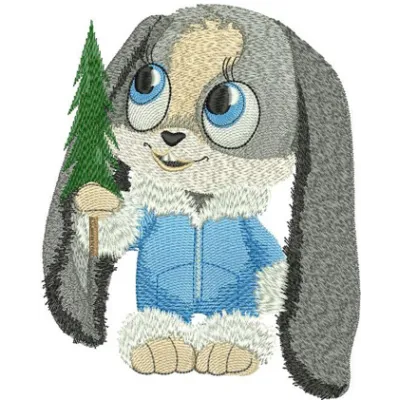 Preview of Christmas Bunny embroidery design featuring a cute bunny with festive elements, perfect for holiday projects.