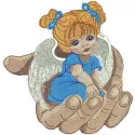 Preview of the Angel in the Palm embroidery design featuring a delicate angel motif for creative stitching projects.