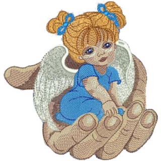 Angel in the palm embroidery design - Embroidery Design