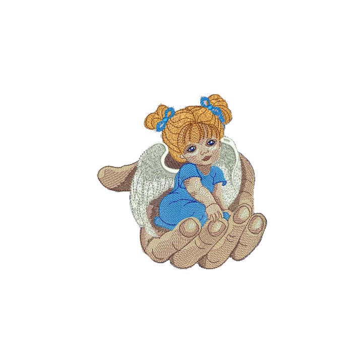 Angel in the palm embroidery design - Embroidery Design