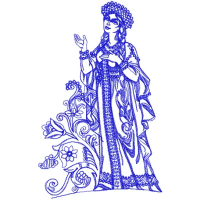 Aurora embroidery design preview showcasing a vibrant, magical scene from the Fantastic World collection.