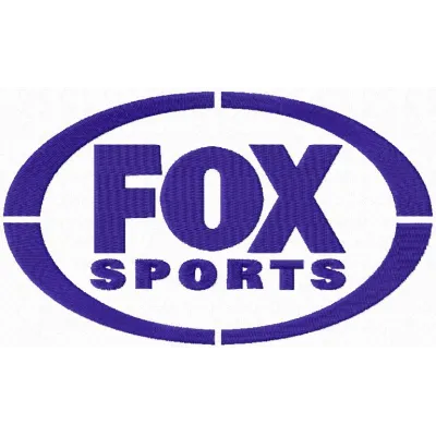 Fox sports logo embroidery design showcasing a vibrant and dynamic stitched motif for sports enthusiasts.