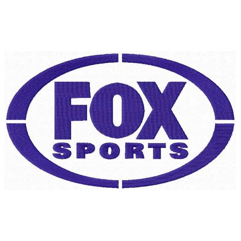 Fox sports logo embroidery design showcasing a vibrant and dynamic stitched motif for sports enthusiasts.