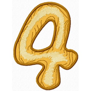 Wooden number four embroidery design - Embroidery Design
