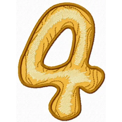 Wooden number four embroidery design showcasing a creative pattern for personalized projects.