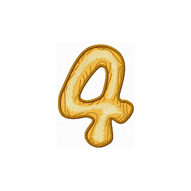 Wooden number four embroidery design showcasing a creative pattern for personalized projects.