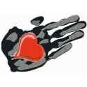 Heart in the palm of your hand embroidery design showcasing a heartfelt motif for holiday stitching projects.