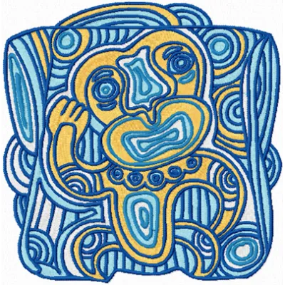Newborn embroidery design showcasing intricate motifs inspired by the Legends of South Pacific collection.