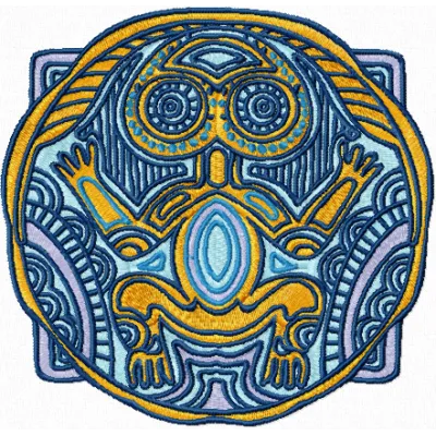 Totem embryo embroidery design from Legends of South Pacific collection, showcasing intricate stitching patterns.