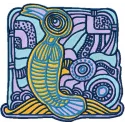 Bird Island embroidery design featuring vibrant tropical birds and lush foliage, perfect for stitching on garments and acces…