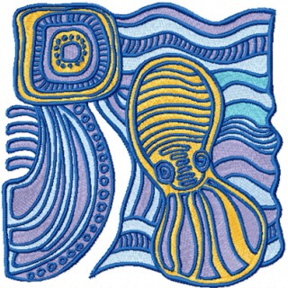 Octopus in the morning sun embroidery design - Embroidery Design