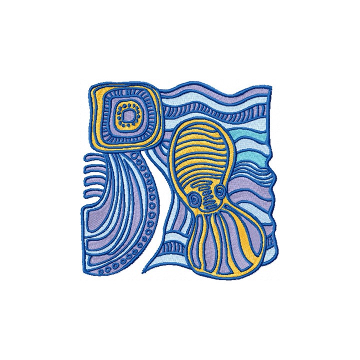 Octopus in the morning sun embroidery design - Embroidery Design