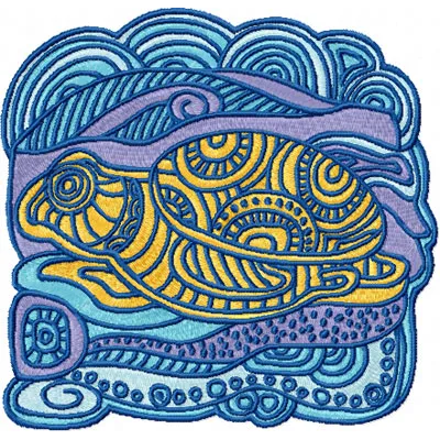 Preview of the Legends of South Pacific Turtle embroidery design, showcasing intricate stitching patterns.