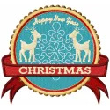 Preview of Two Deer Christmas Label embroidery design featuring festive deer motifs for holiday stitching projects.