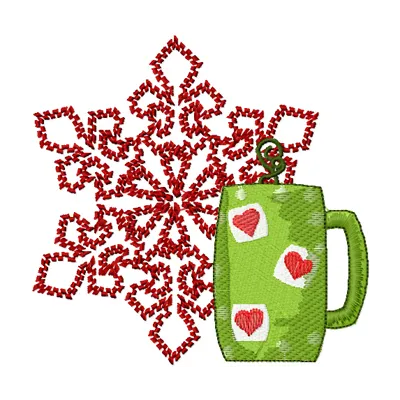 Preview of the Christmas Tea embroidery design featuring festive elements for holiday stitching projects.