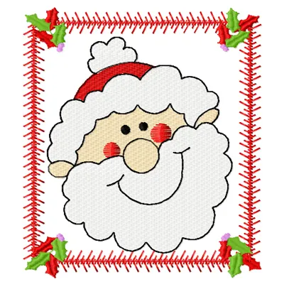 Preview of Santa Happy face embroidery design featuring a cheerful Santa Claus, ideal for festive projects.