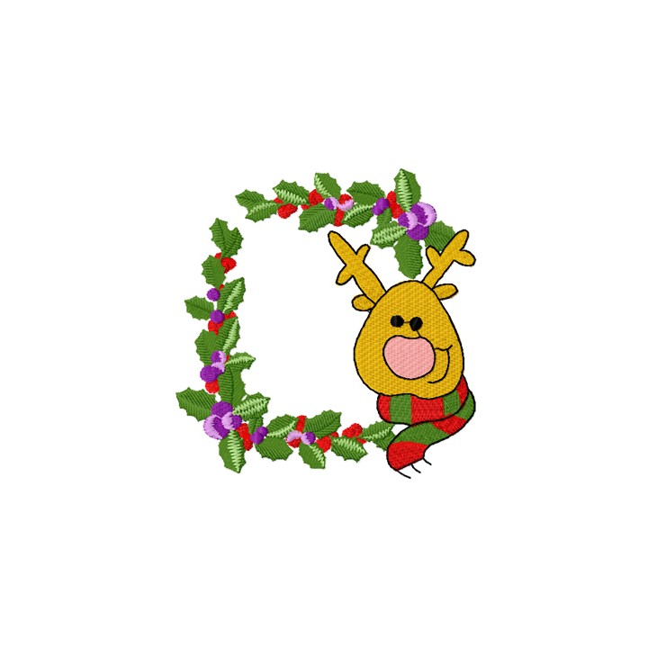 Christmas border with deer embroidery design - Embroidery Design