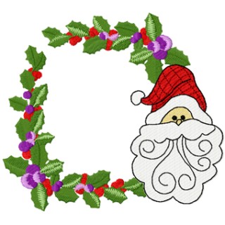 Christmas border with Santa face embroidery design - Embroidery Design
