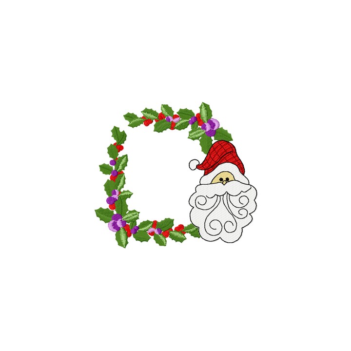 Christmas border with Santa face embroidery design - Embroidery Design