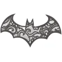 Preview of a Batman lace effect embroidery design showcasing intricate details and vibrant stitching.