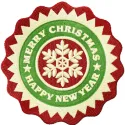 Preview of a Christmas round label embroidery design featuring festive motifs for holiday stitching projects.