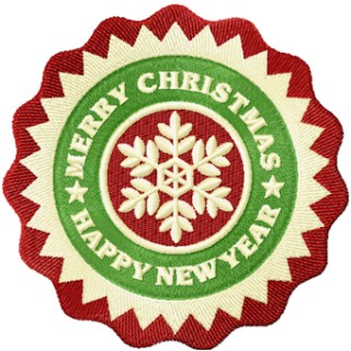 Christmas round label embroidery design - Embroidery Design