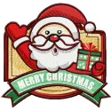 Preview of the Christmas Label Santa embroidery design featuring a festive Santa Claus motif, ideal for holiday projects.
