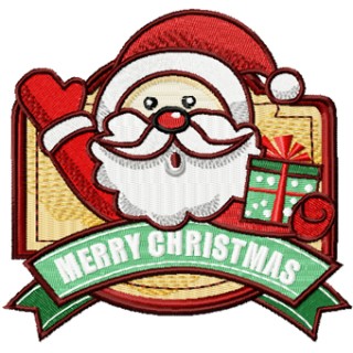 Christmas Label Santa embroidery design - Embroidery Design