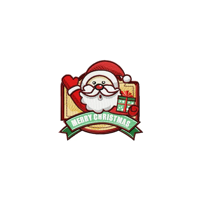 Preview of the Christmas Label Santa embroidery design featuring a festive Santa Claus motif, ideal for holiday projects.