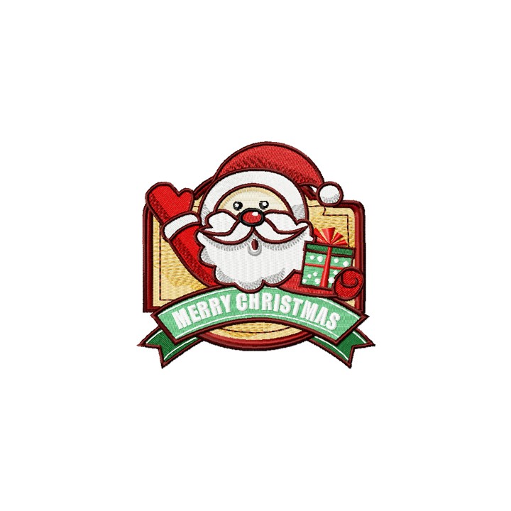 Christmas Label Santa embroidery design - Embroidery Design