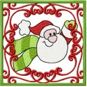Santa Happy Christmas embroidery design featuring a jolly Santa Claus, perfect for festive stitching projects.