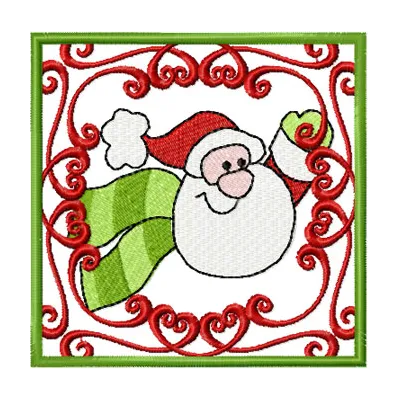 Santa Happy Christmas embroidery design featuring a jolly Santa Claus, perfect for festive stitching projects.