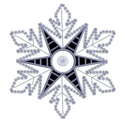 Snowflake Applique embroidery design showcasing intricate stitching patterns for Christmas projects.