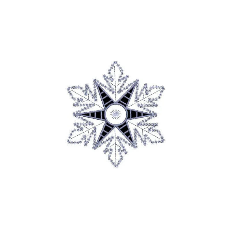 Snowflake Applique embroidery design showcasing intricate stitching patterns for Christmas projects.