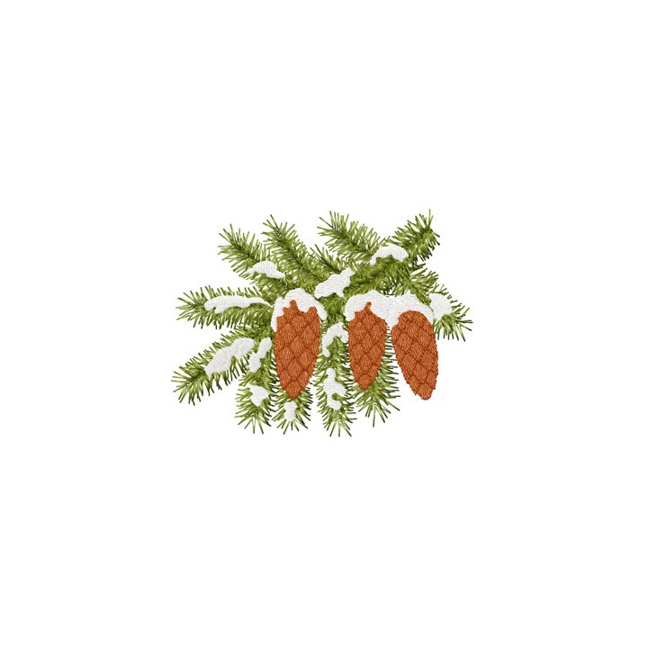 Fir cones on a branch embroidery design - Embroidery Design