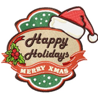 Christmas Happy Holidays embroidery design - Embroidery Design