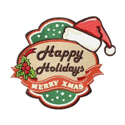 Preview of Christmas Happy Holidays embroidery design featuring festive motifs for holiday stitching.