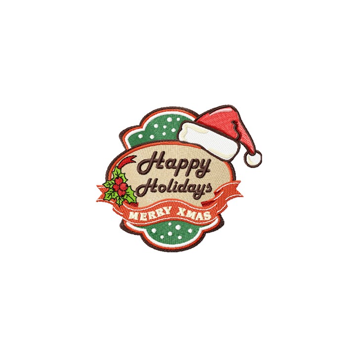 Christmas Happy Holidays embroidery design - Embroidery Design