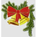 Preview of a Christmas Bells on a branch embroidery design, showcasing intricate stitching for festive projects.