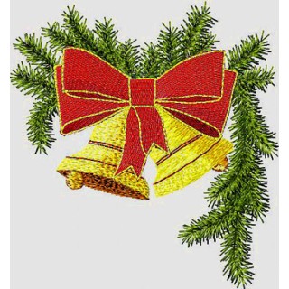 Christmas Bells on a branch embroidery design - Embroidery Design