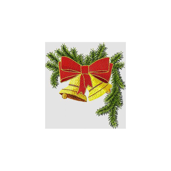 Christmas Bells on a branch embroidery design - Embroidery Design